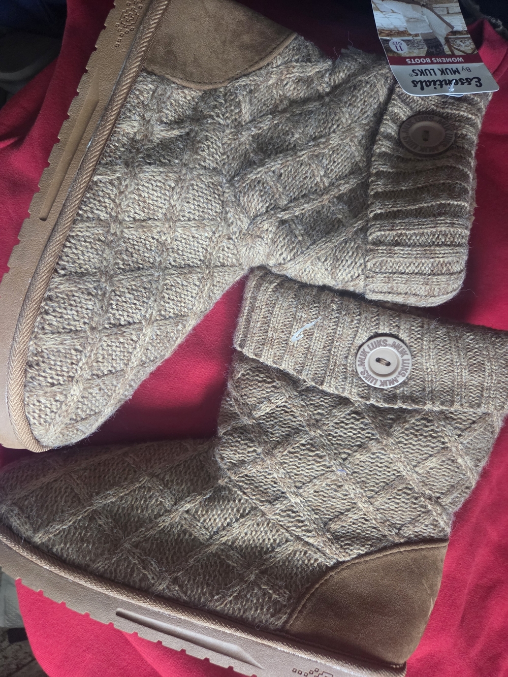 Khaki Warm Boots Knit Cuff Booties - Size 11 NEW